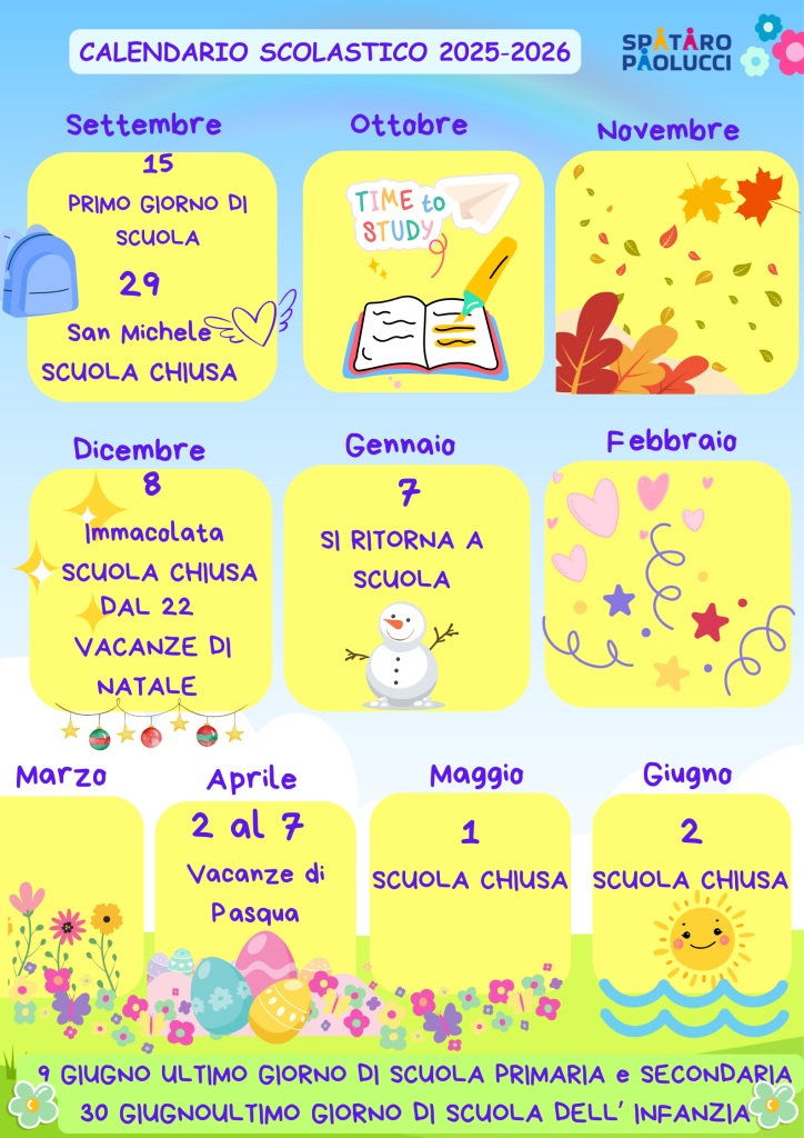 CALENDARIO SCOLASTICO 2025-2026